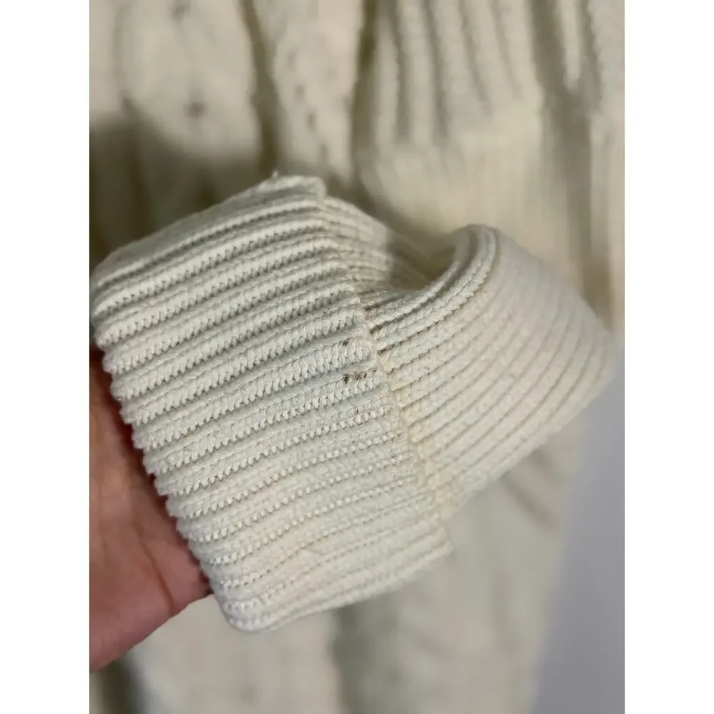 Express Cream Cable Knit Dolman Sleeve Sweater Women’s Medium Cozy Cotton Blend